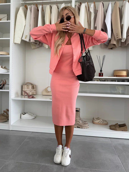 Damen Freizeitkleid mit Strickjacke Eveloria