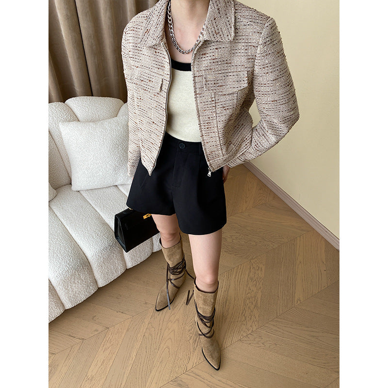Damen Bouclé-Jacke Chesterfield-Kragen Eveloria