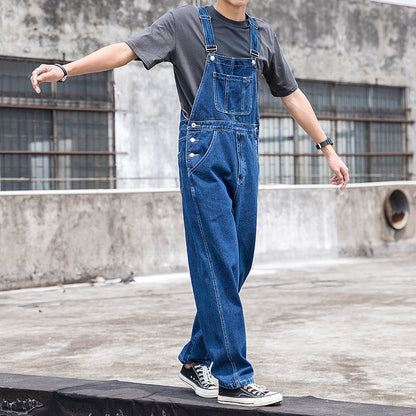 Herren Latzhose Denim Jeans weit