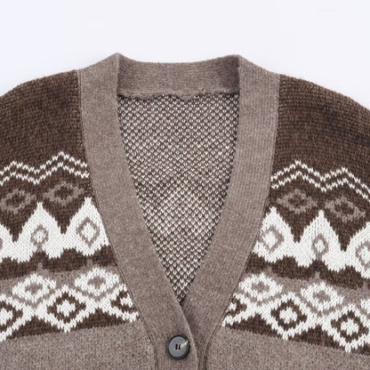 Damen Strickcardigan Traditionelle Muster Bequem