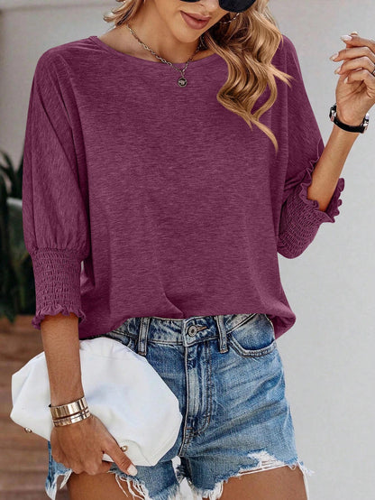 Damen Shirt Ballonärmel Rüschendetails Eveloria