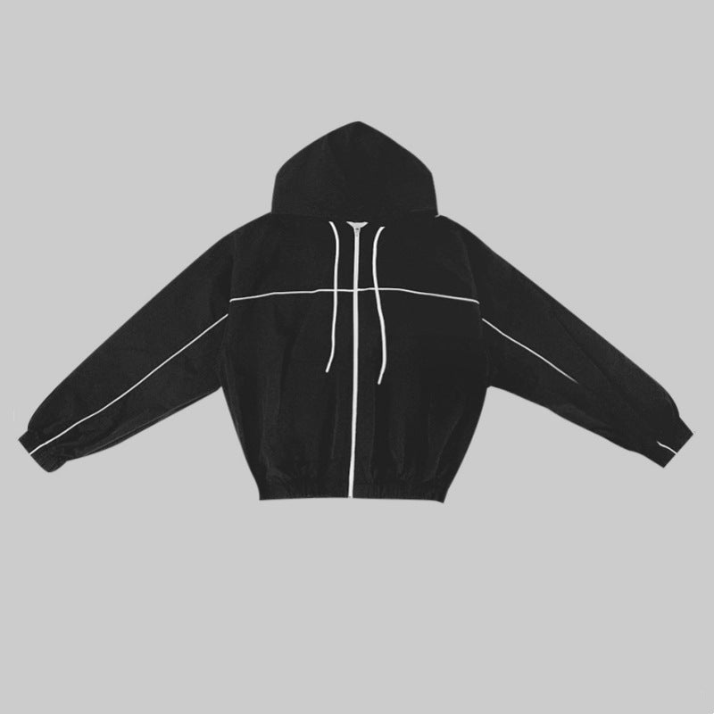 Damen Windbreaker-Jacke Leicht Kapuze Kängurutasche Eveloria