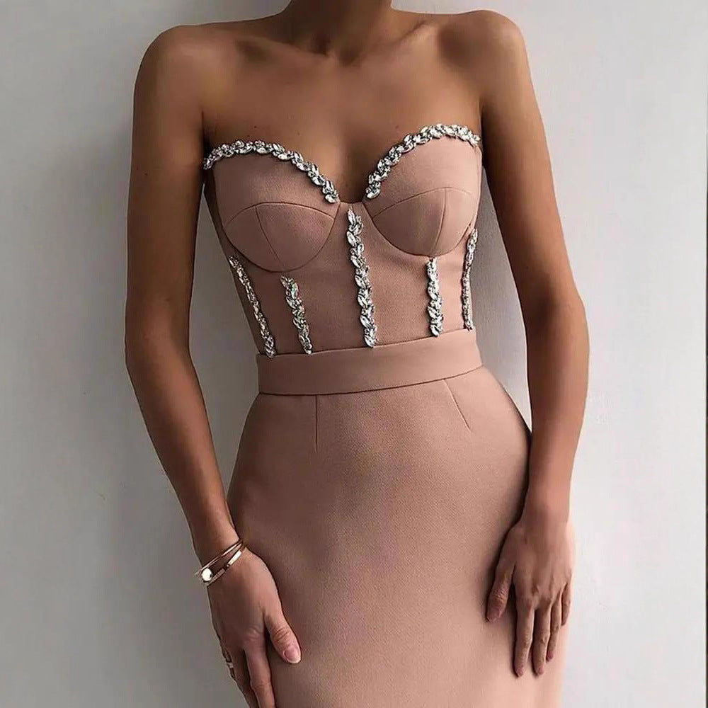 Damen Abendkleid Figurbetont mit Bustier-Optik und