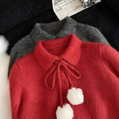Damen Strickjacke Großkragen Verspielt Eveloria