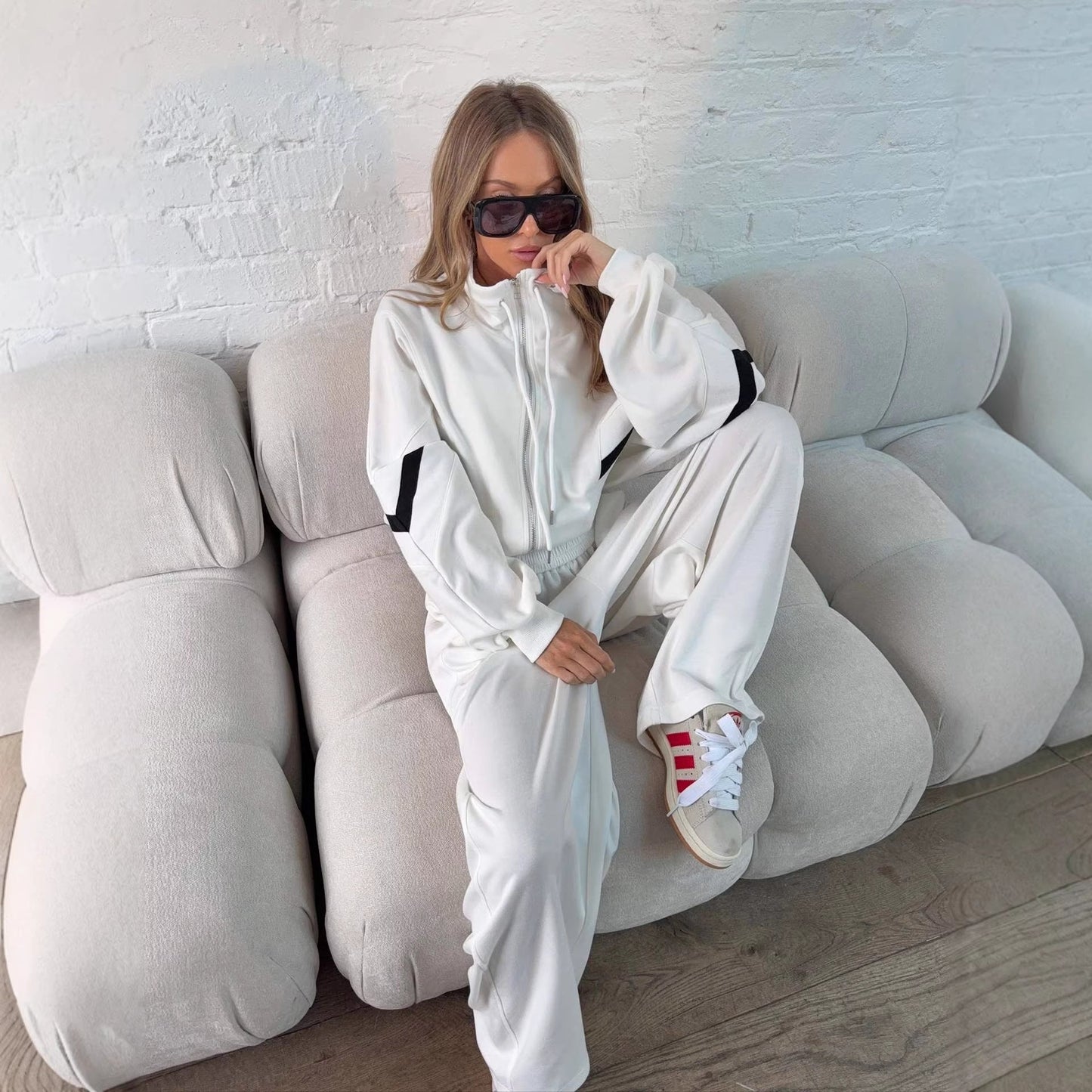 Damen Sweatshirt Jogginganzug Weite Kapuze Grau