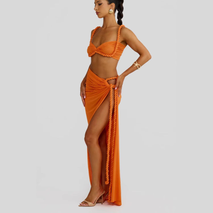 Damen Bikiniset Wickeltuch Schnürdetails