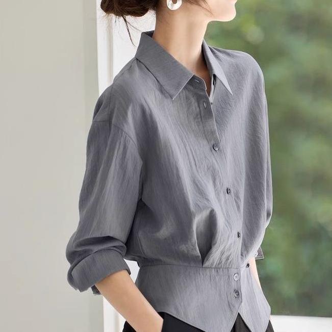 Damen Oversized Bluse mit Taillengürtel - Eveloria