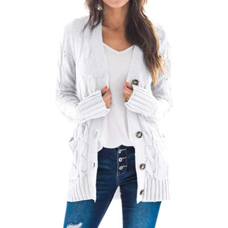 Damen Strickcardigan Zopfmuster mit Taschen Anthrazit