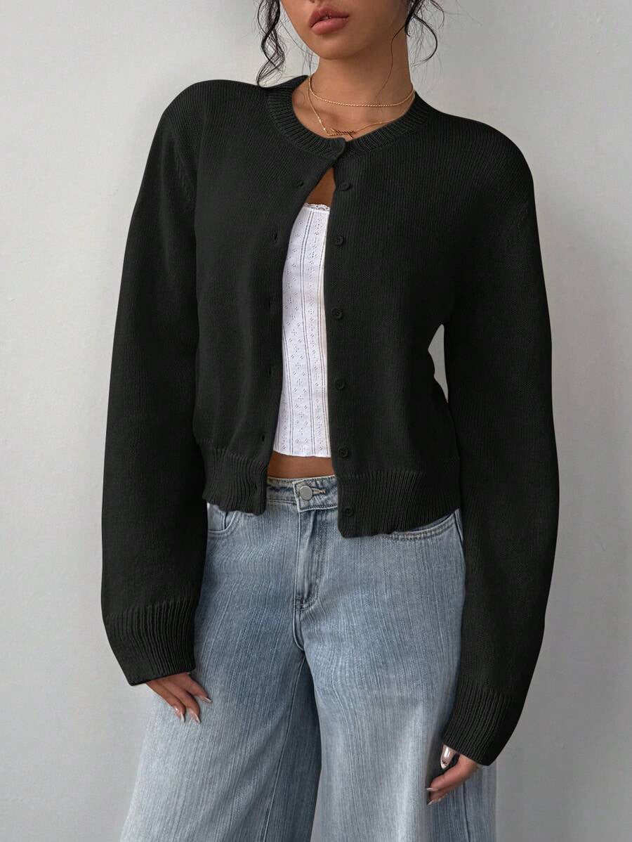 Damen Strickjacke aus softer Baumwolle mit Knöpfen Beige
