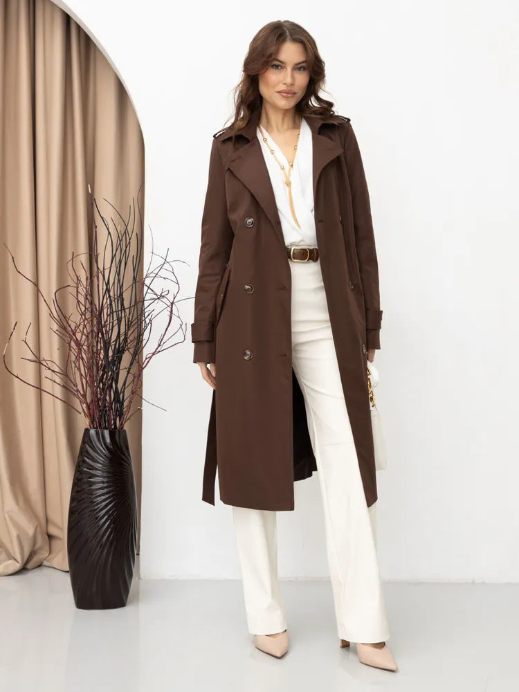 Damen Trenchcoat Doppelter Knopfleiste Taillengürtel