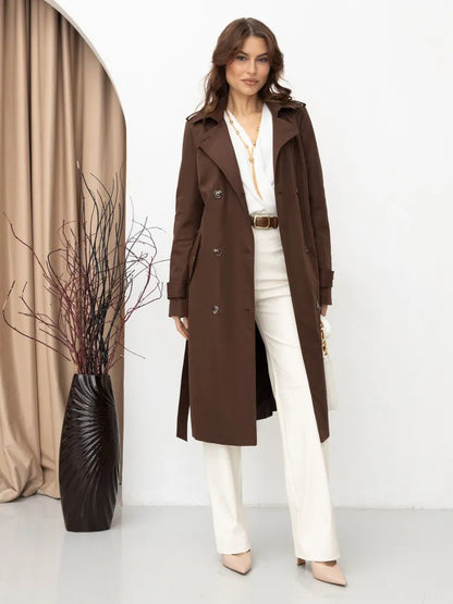 Damen Trenchcoat Doppelter Knopfleiste Taillengürtel