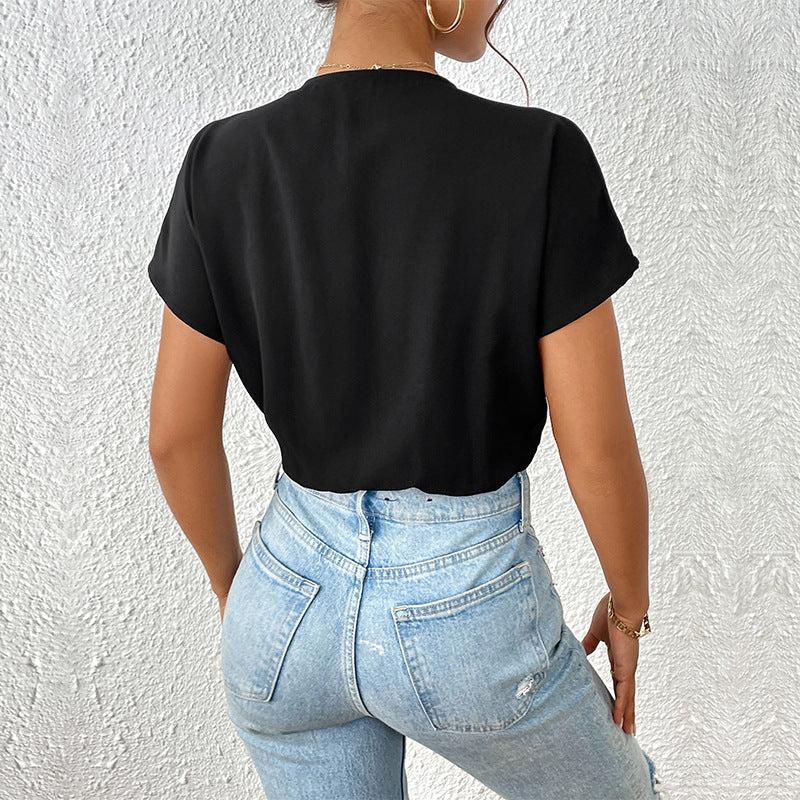 Damen Bodysuit V-Ausschnitt Elastisch Eveloria