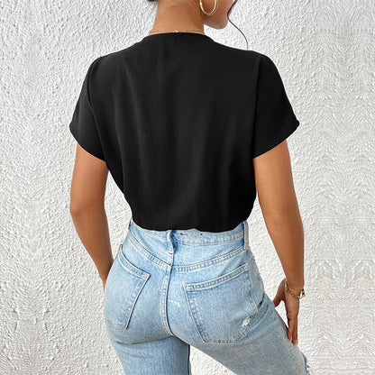 Damen Bodysuit V-Ausschnitt Elastisch Eveloria