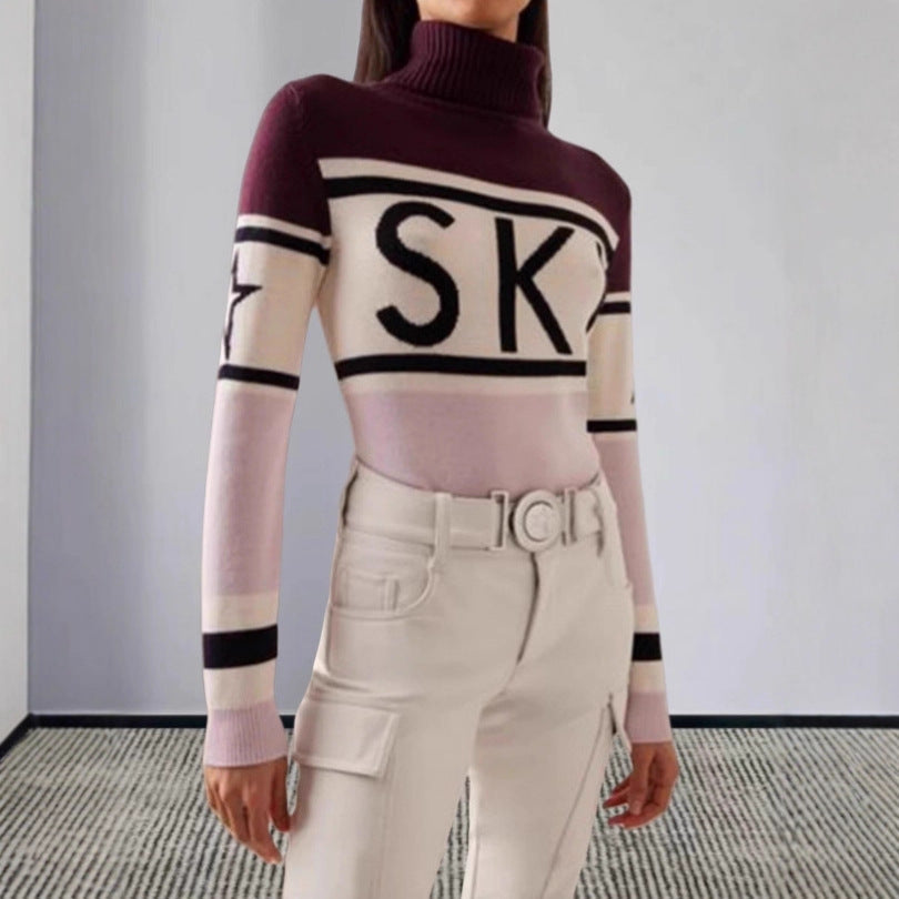 Damen Sportpullover Hochkragen Ski-Design Eveloria - Eveloria