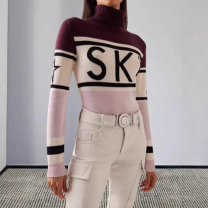 Damen Sportpullover Hochkragen Ski-Design Eveloria - Eveloria