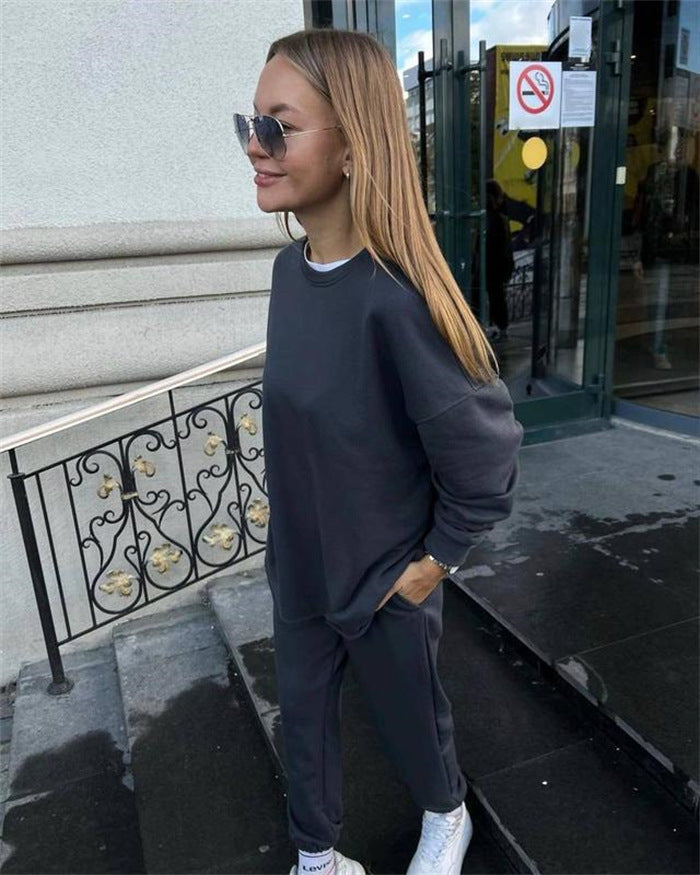 Damen Sweatset Entspannter Fit Baumwolle Praktische Taschen