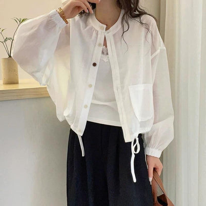 Damen Kurzarmjacke mit Taschen und Kordelzug Eveloria