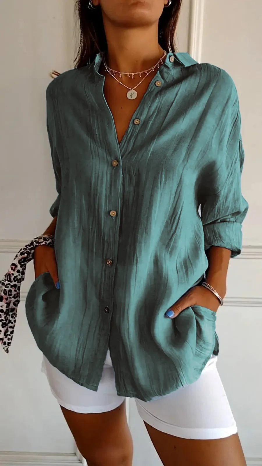 Eveloria Damen Lockeres Button-Down-Hemd