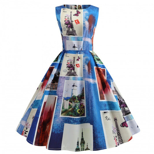 Damen A-Linien Kleid mit kunstvollem Motiv Eveloria - Eveloria
