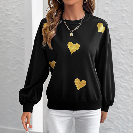 Damen Sweatshirt mit goldenen Herzchen-Print Eveloria - Eveloria