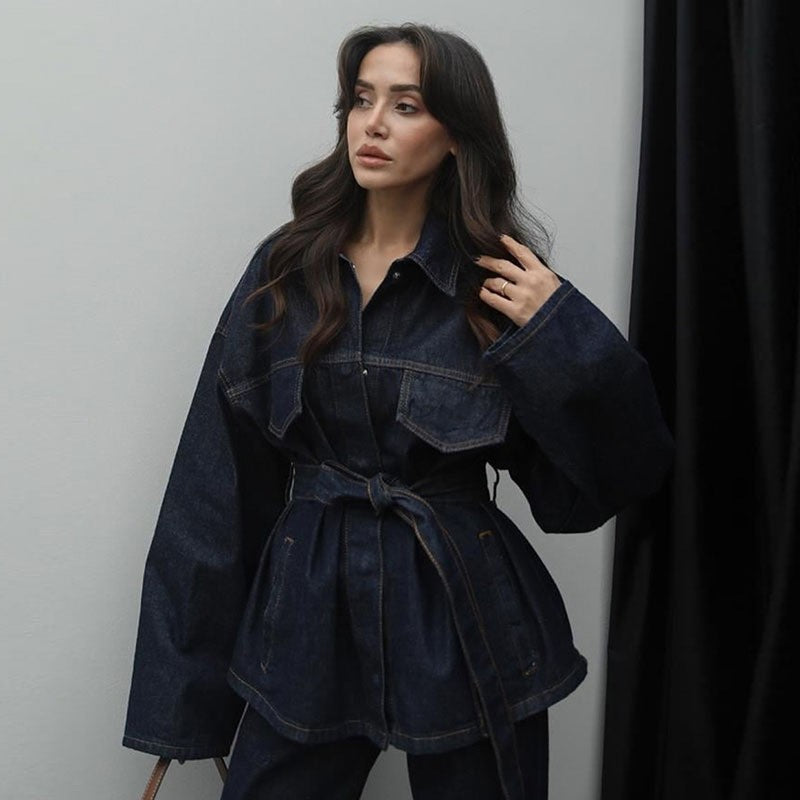 Damen Denimjacke Stylisch Blau Eveloria