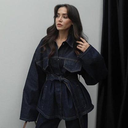 Damen Denimjacke Stylisch Blau Eveloria