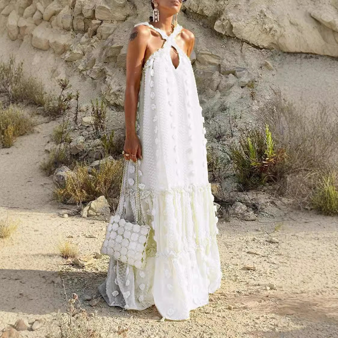 Damen Maxikleid Eveloria Langarm