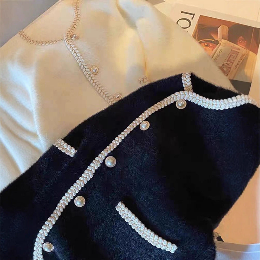 Damen Strickjacke Perlenverzierungen Eveloria