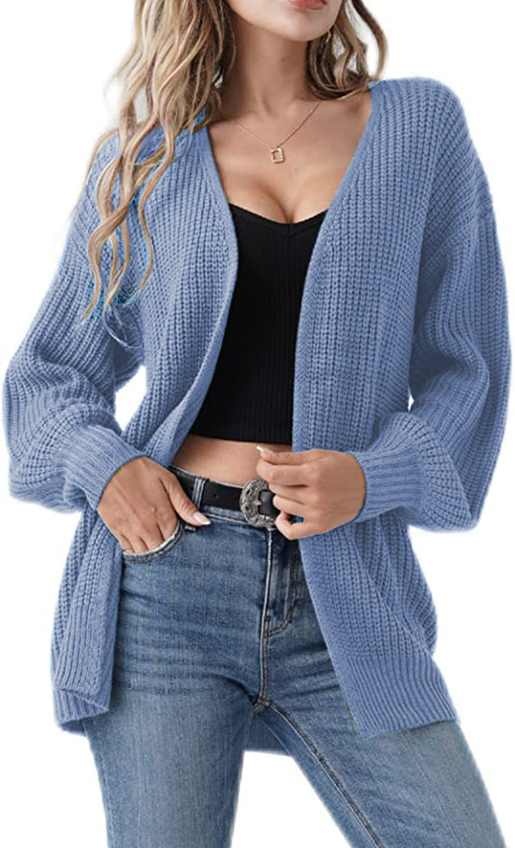 Damen Cardigan Grobstrick Lässiger Schnitt Beige