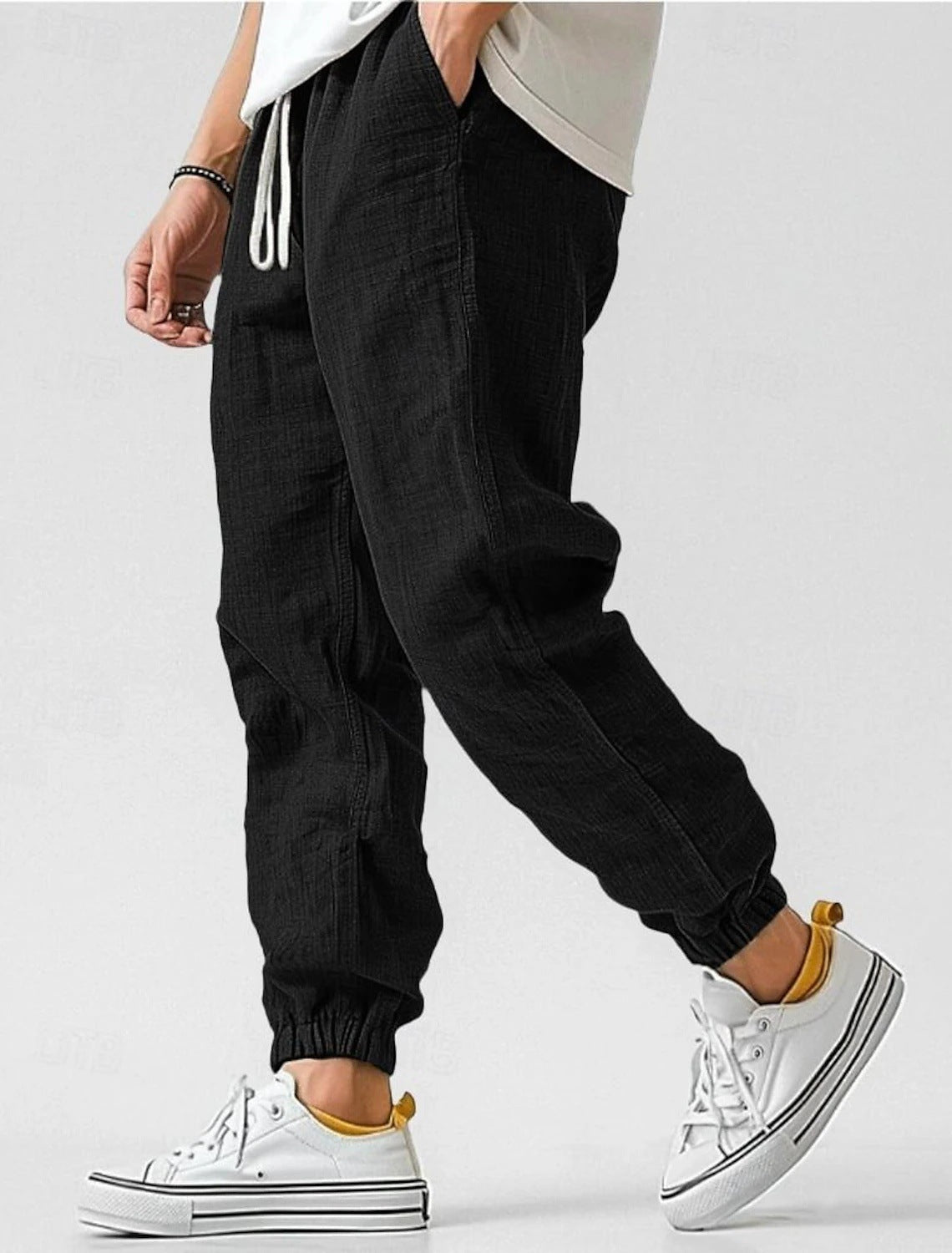 Herren Leinenhose Elastischer Bund Bequem Eveloria