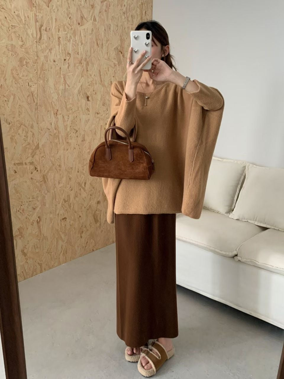 Damen Oversized Pullover Weiches Material Lässiger Schnitt Beige