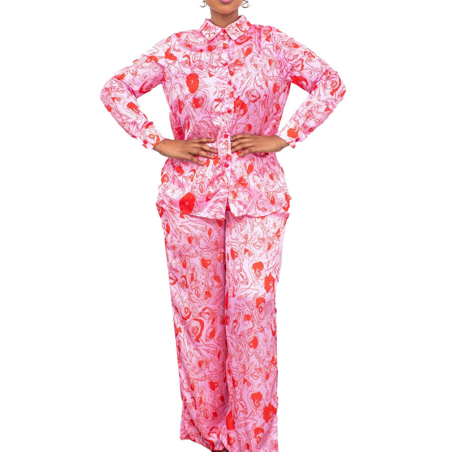 Damen Schlafanzug Satin Eveloria