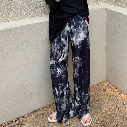 Damen Jerseyhose Tiefe Taille Batikdesign Schwarz - Eveloria