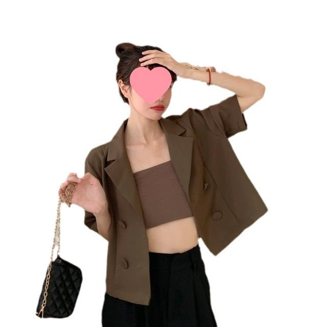 Damen Kurzblazer Doppelter Knopfleiste Modischer Schnitt