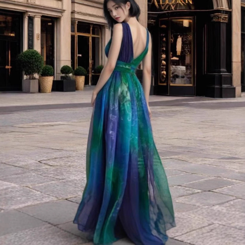 Damen Abendkleid Tüll V-Ausschnitt eveloria