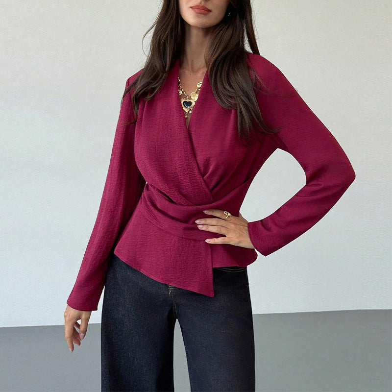 Damen Wickeloberteil Asymmetrischer Saum Eveloria - Eveloria