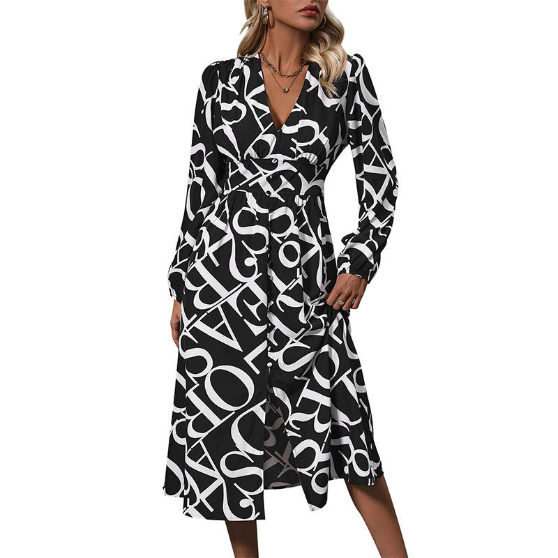 Damen Wickelkleid Grafik-Print Eleganter Schnitt Eveloria
