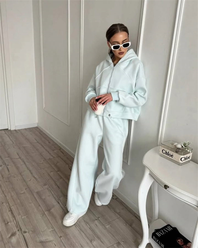 Damen Sportanzug Kapuzenpullover mit Reißverschluss und Taschen