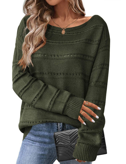 Damen Strickpullover Luftig Weit Geschnitten Eveloria