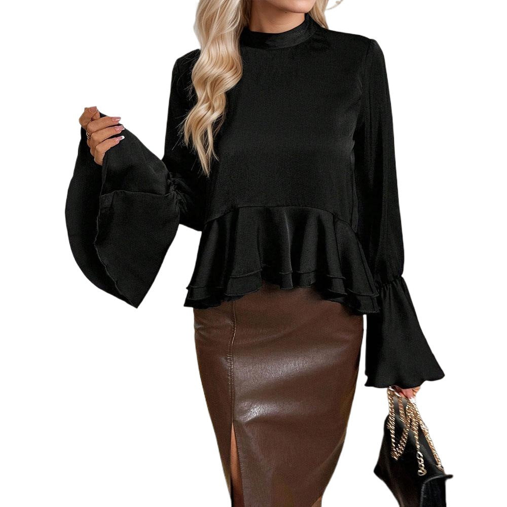 Damen Bluse Weite Ärmel Rüschen Detail Eveloria