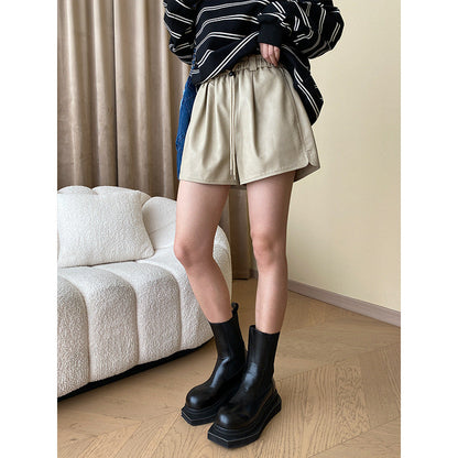 Damen Shorts Veganleder Elastisch