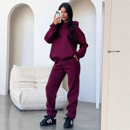 Damen Sportliches Loungewear-Set mit Kapuze elastisch Eveloria