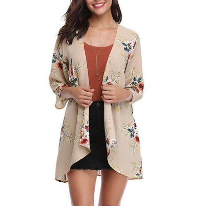 Damen Kimono-Cardigan Blumenmuster Eveloria