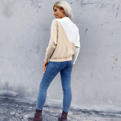 Damen Strickpullover Blockstreifen-Design Grau