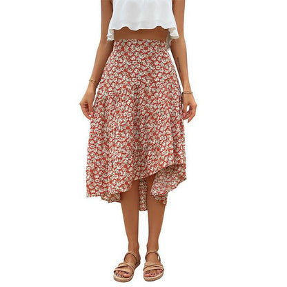 Damen Maxirock Floralmuster Elastischer Bund