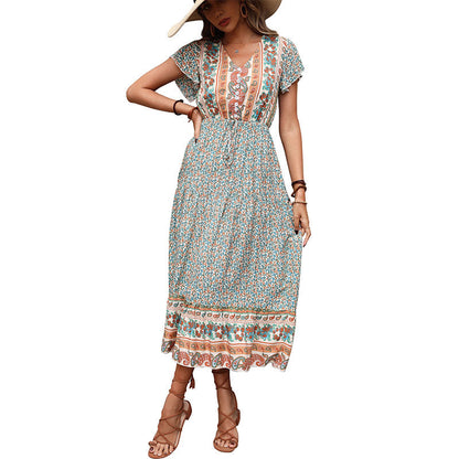 Damen Maxi-Kleid Floralmuster Elastisch Eveloria