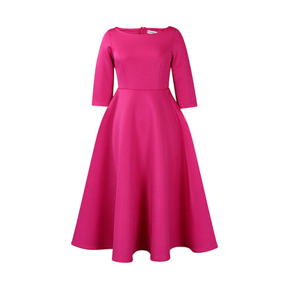 Damen A-Linien Kleid Rundhalsausschnitt schwingender Rock Eveloria