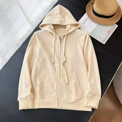 Damen Kapuzenjacke Strukturdesign Durchgehender Reißverschluss