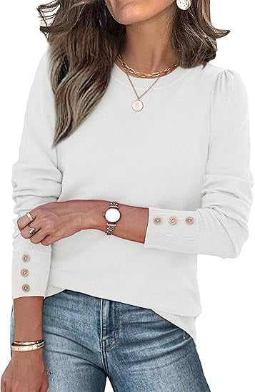 Damen Pullover Lässig Knopfdetails Eveloria