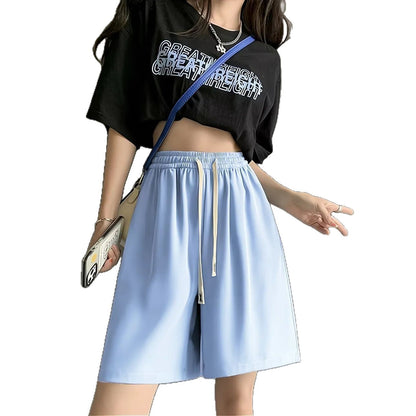 Damen Sport Shorts Elastischer Bund Praktische Taschen